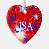 Fireworks Red White Blue 'USA'-ornament hart Keramisch Ornament (Rechts)
