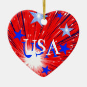 Fireworks Red White Blue 'USA'-ornament hart Keramisch Ornament (Voorkant)