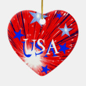 Fireworks Red White Blue 'USA'-ornament hart Keramisch Ornament (Achterkant)