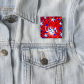 Fireworks Red White Blue 'USA'-toets, vierkant Vierkante Button 5,1 Cm (In situ)