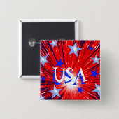 Fireworks Red White Blue 'USA'-toets, vierkant Vierkante Button 5,1 Cm (Voorkant /achterkant)
