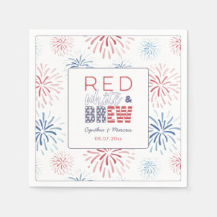 Fireworks Red White Brew Couples Weddenschap Showe Servet