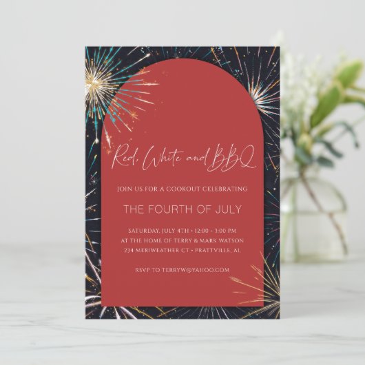 Fireworks Red, White en BBQ Kaart (Staand voorkant)