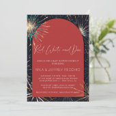 Fireworks Red, White en Due Baby shower Kaart (Staand voorkant)