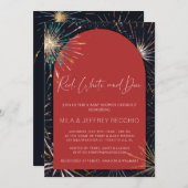 Fireworks Red, White en Due Baby shower Kaart (Voorkant / Achterkant)