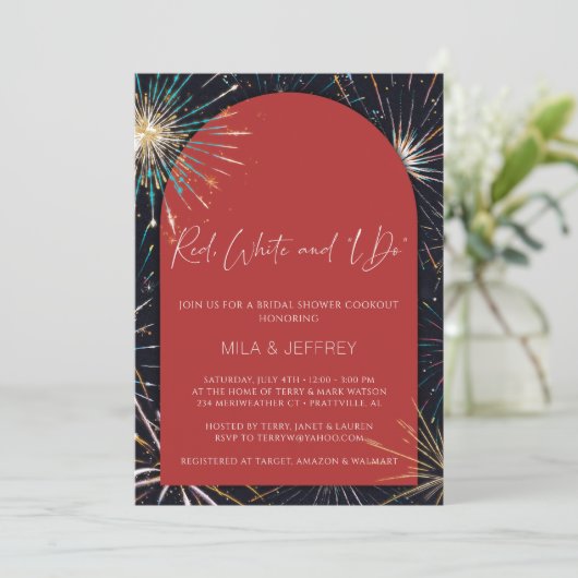 Fireworks Red, White en I DO Vrijgezellenfeest Kaart (Staand voorkant)