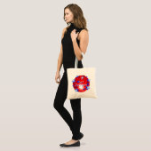Fireworks Red White Round Jouw tekst bag Tote Bag (Voorkant (model))