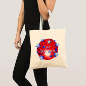 Fireworks Red White Round Jouw tekst bag Tote Bag (Voorkant (product))