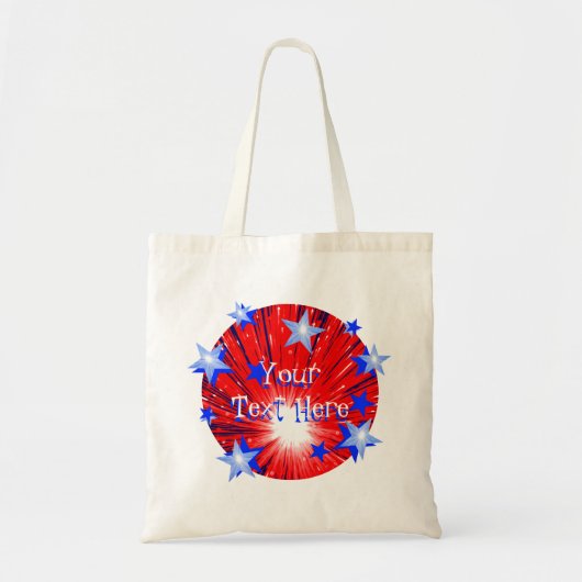 Fireworks Red White Round Jouw tekst bag Tote Bag (Voorkant)
