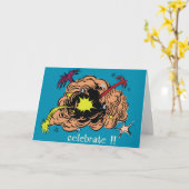 Fireworks-retro Kaart (Gele Bloem)