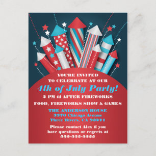 Fireworks Rockets, 4 juli, Briefkaart