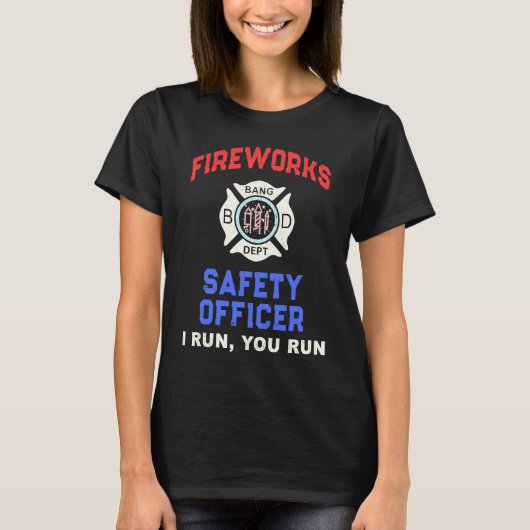 FIREWORKS SAFETY OFFICER America Firefighter Pyro T-shirt (Voorkant)