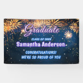 Fireworks Sky Gefeliciteerd met de viering Spandoek (Horizontaal)