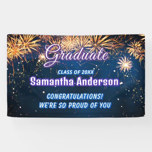 Fireworks Sky Gefeliciteerd met de viering Spandoek (Horizontaal)