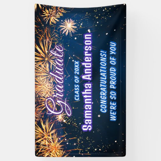 Fireworks Sky Gefeliciteerd met de viering Spandoek (Verticaal)