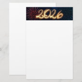 Fireworks Sparkling Happy New Year 2026 Briefpapier (Voorkant / Achterkant)