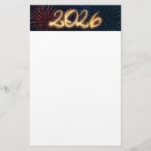 Fireworks Sparkling Happy New Year 2026 Briefpapier (Voorkant)