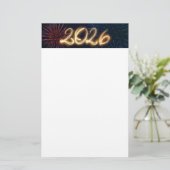 Fireworks Sparkling Happy New Year 2026 Briefpapier (Staand voorkant)
