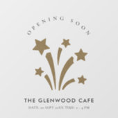 Fireworks Star Gold Glitter - Binnenkort geopend Raamsticker (Vel)