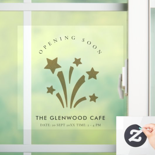 Fireworks Star Gold Glitter - Binnenkort geopend Raamsticker (Huis)