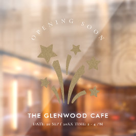 Fireworks Star Gold White, binnenkort geopend Raamsticker