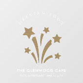 Fireworks Star Gold White, binnenkort geopend Raamsticker (Vel)