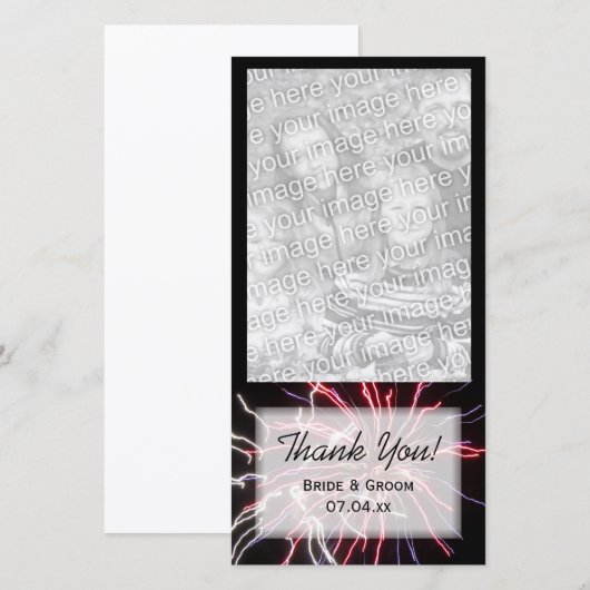 Fireworks Summer Weddenschap Fotokaart Bedankkaart (Voorkant / Achterkant)