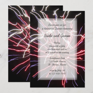 Fireworks Summer Wedding Rehearsal Dinner Kaart