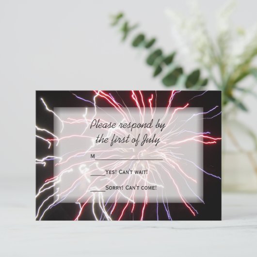 Fireworks Summer Wedding RSVP Response Kaart (Staand voorkant)
