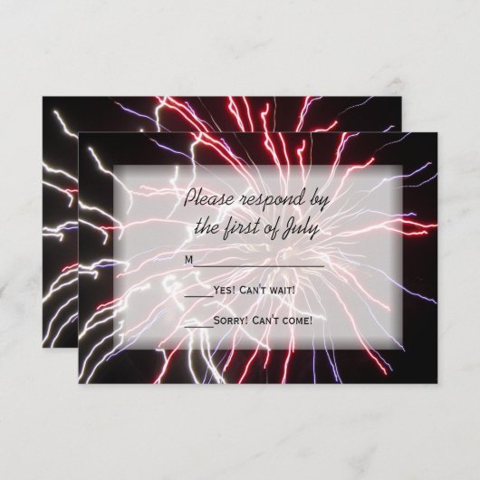 Fireworks Summer Wedding RSVP Response Kaart (Voorkant / Achterkant)
