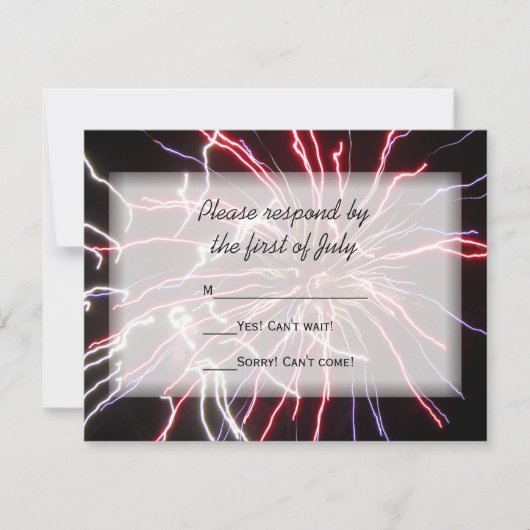 Fireworks Summer Wedding RSVP Response Kaart (Voorkant)