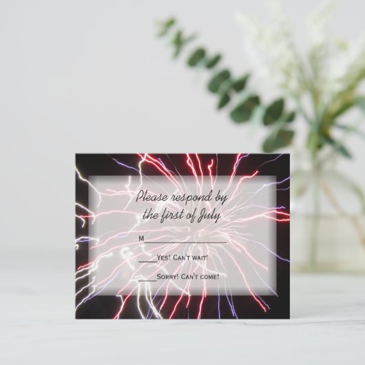 Fireworks Summer Wedding RSVP Response Kaart (Staand voorkant)