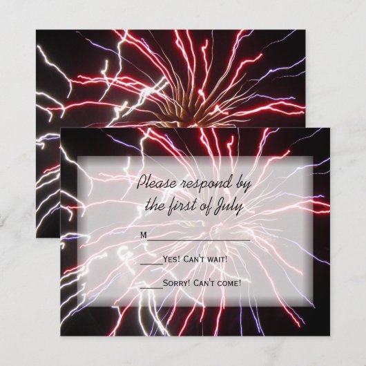 Fireworks Summer Wedding RSVP Response Kaart (Voorkant / Achterkant)