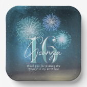Fireworks Sweet 16 Blauwgroen ID984 Papieren Bordje (Voorkant)