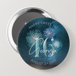 Fireworks Sweet 16 Blauwgroen ID984 Ronde Button 4,0 Cm