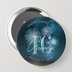 Fireworks Sweet 16 Blauwgroen ID984 Ronde Button 4,0 Cm