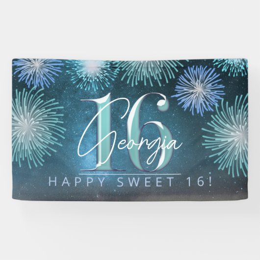 Fireworks Sweet 16 Blauwgroen ID984 Spandoek (Horizontaal)