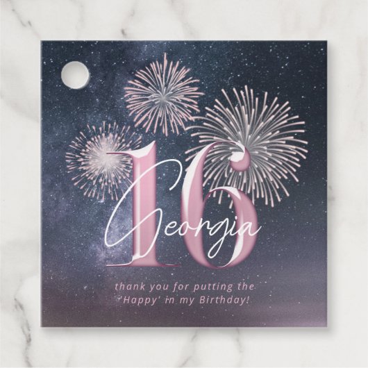 Fireworks Sweet 16 Midnight Blush ID984 Bedankjes Labels (Voorkant)