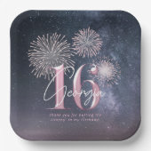 Fireworks Sweet 16 Midnight Blush ID984 Papieren Bordje (Voorkant)