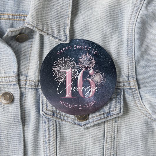 Fireworks Sweet 16 Midnight Blush ID984 Ronde Button 4,0 Cm (In situ)