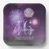Fireworks Sweet 16 Paarse ID984 Papieren Bordje (Voorkant)