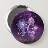 Fireworks Sweet 16 Paarse ID984 Ronde Button 4,0 Cm (Voorkant /achterkant)