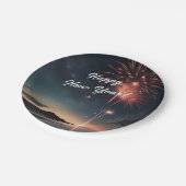 Fireworks Thema Script Caligrafie Gelukkig Nieuwja Papieren Bordje (Gekanteld)