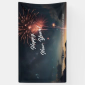 Fireworks Thema Script Caligrafie Gelukkig Nieuwja Spandoek (Verticaal)