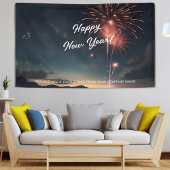 Fireworks Thema Script Caligrafie Gelukkig Nieuwja Spandoek