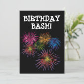 FIREWORKS VERJAARDAG BASH PARTY AANGEPASTE UITNODI KAART (Staand voorkant)