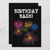 FIREWORKS VERJAARDAG BASH PARTY AANGEPASTE UITNODI KAART (Voorkant / Achterkant)