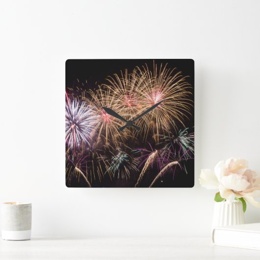 Fireworks Wall-vergrendeling Vierkante Klok (Huis)