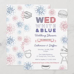 Fireworks Wed White Blue Cookout Couples Shower Kaart
