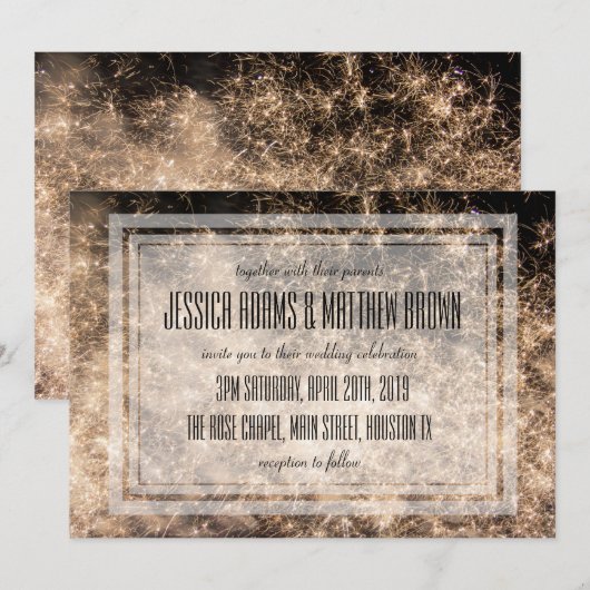Fireworks Wedding Invitation Kaart (Voorkant / Achterkant)